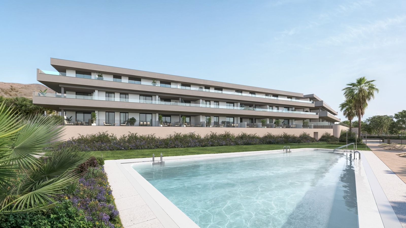 Moderne appartementen met zwembad, luxe buitenkant